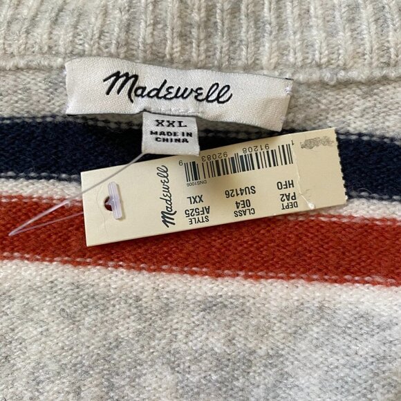 MADEWELL BNWT V-Neck Womens Sweater New Striped - Picture 10 of 11